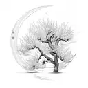 cherry blossom tree with moon  tattoo design idea
