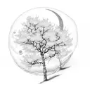 cherry blossom tree with moon  tattoo design idea