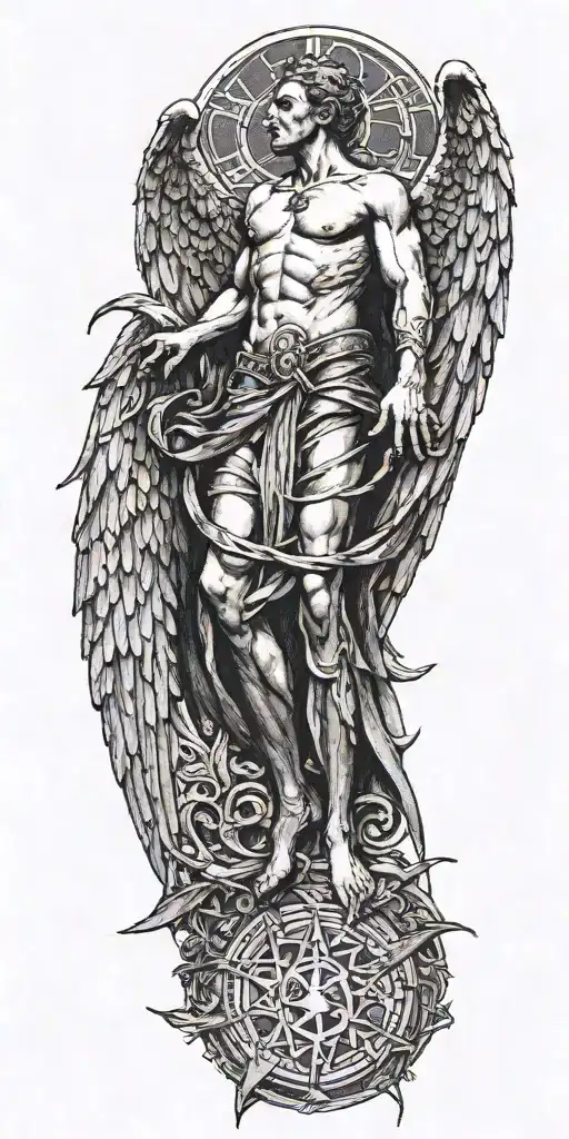 Lucifer Franz Von Stuck with wings tattoo design idea