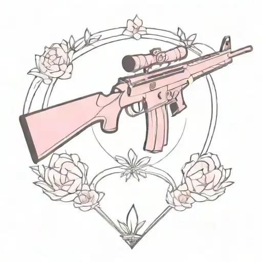 Spade card, pink, sniper rifle tattoo design idea