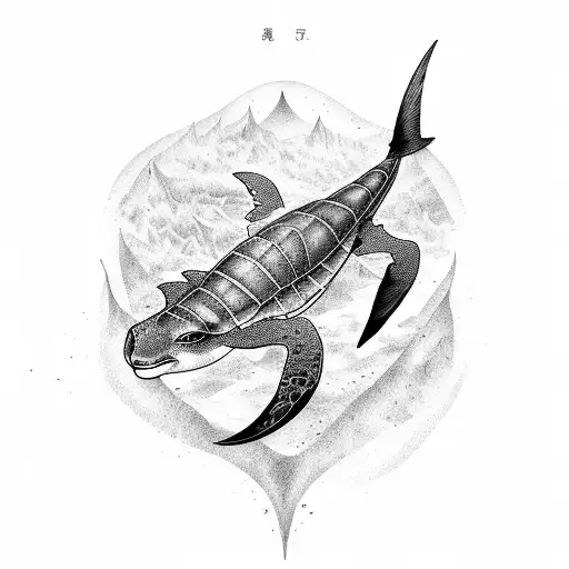kangaroo formed by sting ray, reef shark, turtles, nemo, barracuda tattoo design idea
