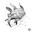 kangaroo formed by sting ray, reef shark, turtles, nemo, barracuda tattoo design idea