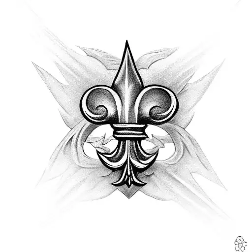 A Fleur de lis symbol intertwined with a dagger, creating a unique and edgy design tattoo design idea