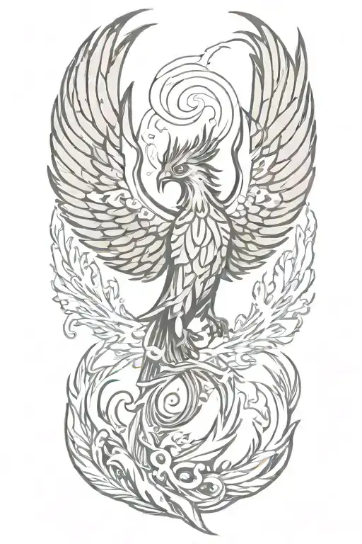 Phoenix rising from ashes tattoo design idea