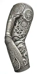 armor arm sleeve tattoo design idea