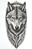 armor fading into a wolf tattoo design idea