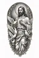 jesus with doves tattoo design idea