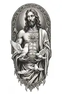 jesus with doves tattoo design idea