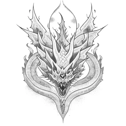 tree dragons  and flames and dracarys tattoo design idea