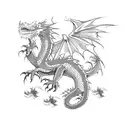 tree dragons , flames and dracarys tattoo design idea