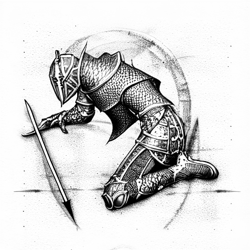 Knight kneeling tattoo design idea