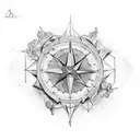 Maja, Compass, broken stone tattoo design idea