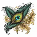 create a delicate peacock feather tattoo design that i can attach to my existing name tattoo  tattoo design idea