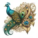 create a delicate peacock feather tattoo design that i can attach to my existing name tattoo  tattoo design idea