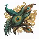 create a delicate peacock feather tattoo design that i can attach to my existing name tattoo  tattoo design idea