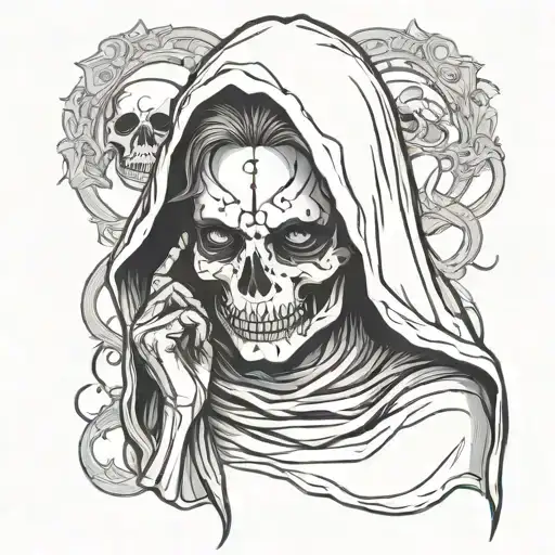 Grim Reaper woman half face od crying woman half od skull tattoo design idea