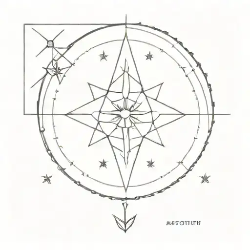 A geometric design incorporating your girlfriend's eye, the anniversary date, and the North Star as a small symbol tattoo design idea