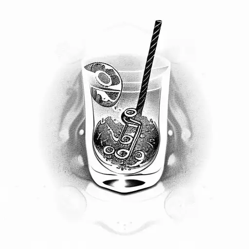 A cocktail glass with musical notes as the drink tattoo design idea