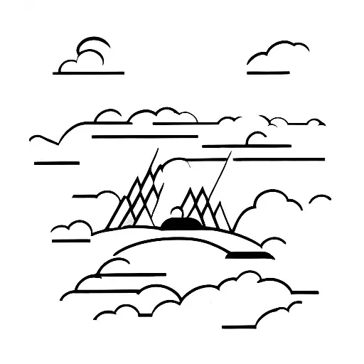 A minimalist tattoo of a snow-covered London skyline with an eagle soaring overhead tattoo design idea