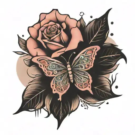 Rose compas galaxy stars tattoo design idea