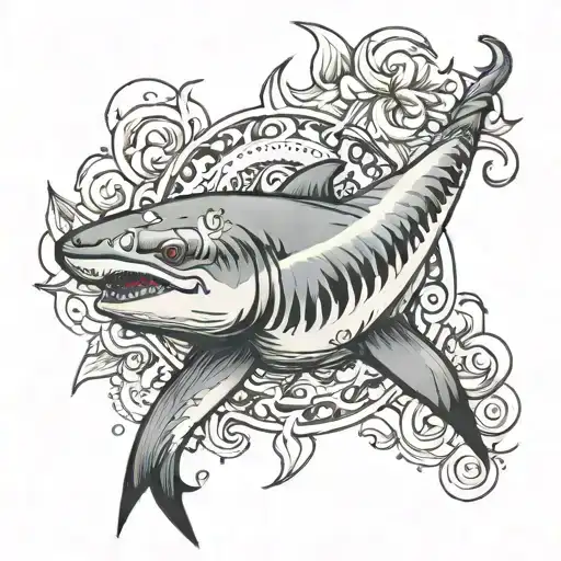 pretty shark fin tattoo design idea