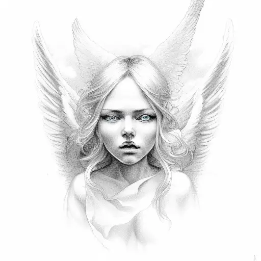 angels and clouds tattoo design idea