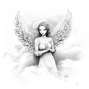 angels and clouds tattoo design idea