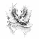 angels and clouds tattoo design idea