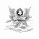 angels and clouds tattoo design idea
