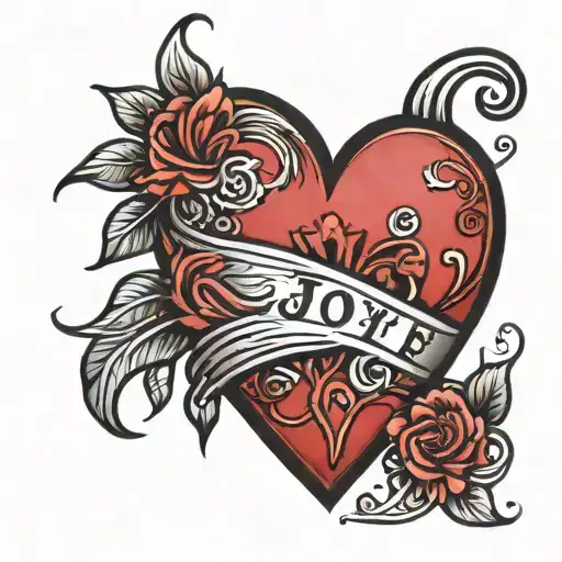 red heart with black outline and a J in the middle tattoo design idea
