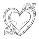 red heart with black outline and a J in the middle tattoo design idea