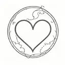 red heart with black outline and a J in the middle tattoo design idea