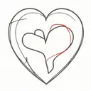red heart with black outline and a J in the middle tattoo design idea