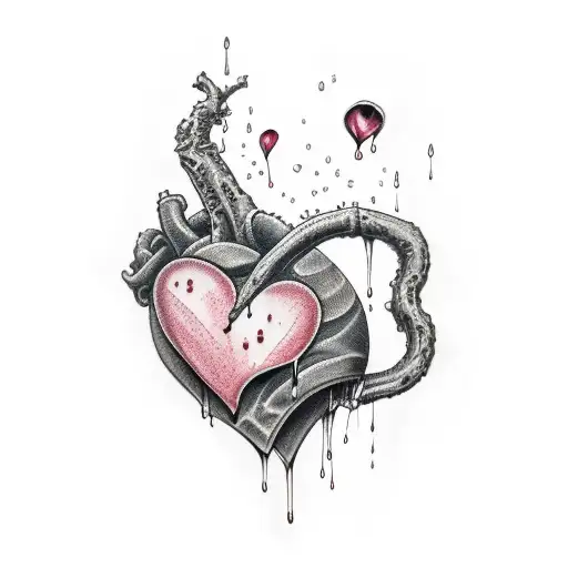 broken heart with blood like tears  tattoo design idea