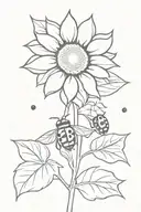 sunflower and ladybug flying tattoo design idea
