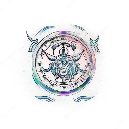 tourus zodiac sign with stock market chart behind tattoo design idea