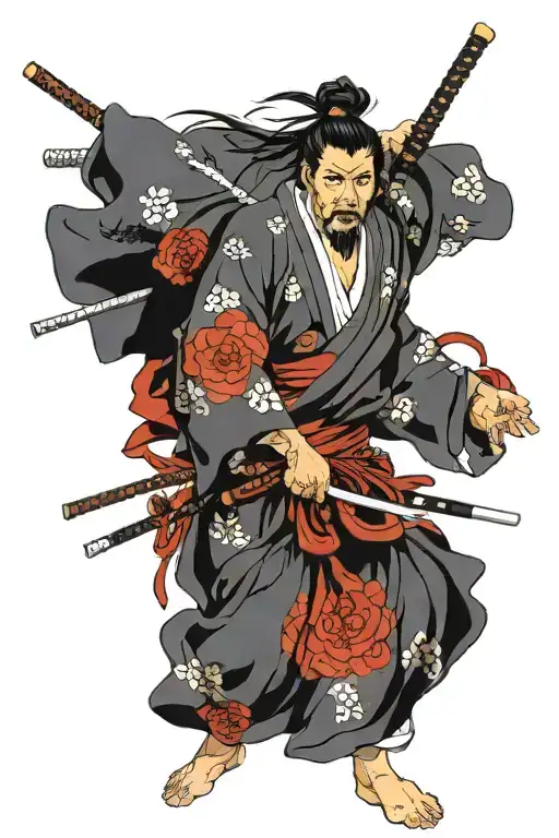 miamoto musashi vagabond peace love and prosperity tattoo design idea