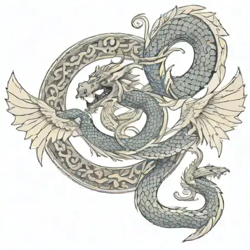 sak yant tattoo, dragon, snake, devil wings, mythology, Egypt  tattoo design idea