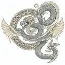 sak yant tattoo, dragon, snake, devil wings, mythology, Egypt  tattoo design idea