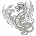 sak yant tattoo, dragon, snake, devil wings, mythology, Egypt  tattoo design idea