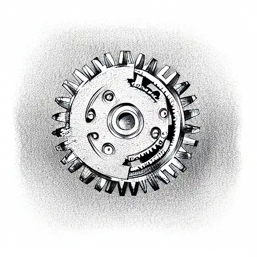 bio mechanical gears ripping through skin tattoo design idea