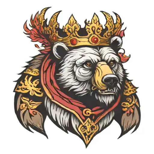 bear king tattoo design idea