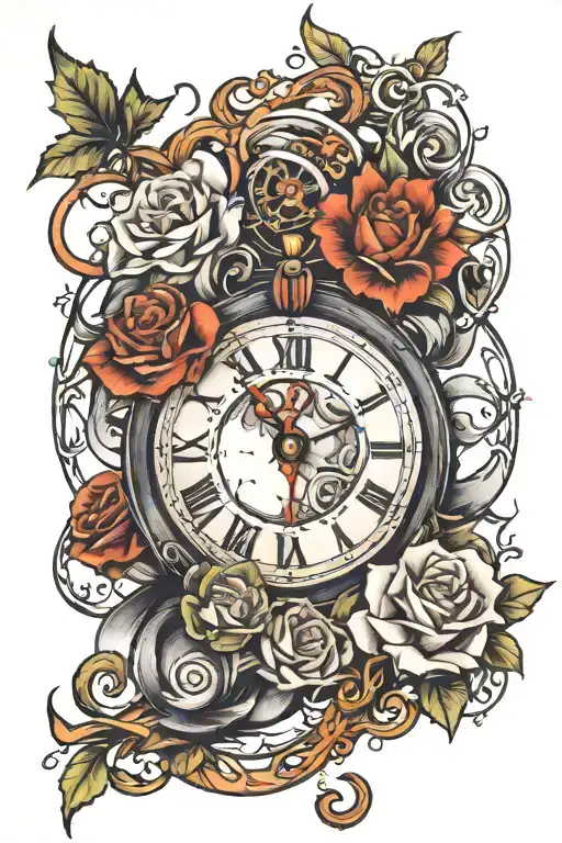 No amount of money ever bought a second of time clock tattoo design idea