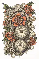 No amount of money ever bought a second of time clock tattoo design idea