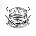 programmer burger which is riding a skateboard tattoo design idea