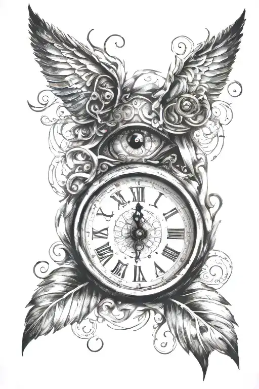 clock with eye and type 1 diabetic written tattoo design idea