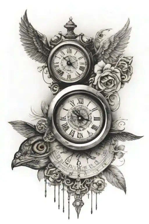 clock with eye and type 1 diabetic written tattoo design idea