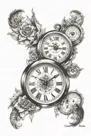 clock with eye and type 1 diabetic written tattoo design idea