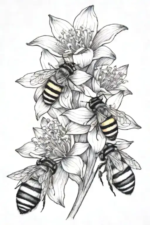 Dafodills with a bumble bee tattoo design idea