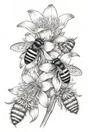 Dafodills with a small bumble bee tattoo design idea